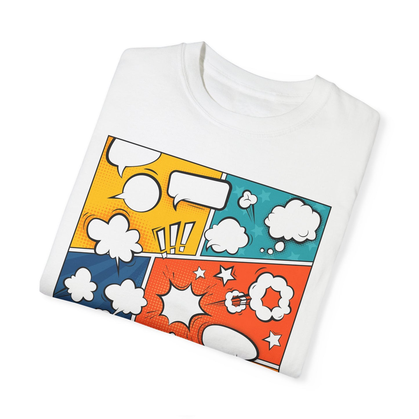 Pop Art Speech Bubbles T-shirt, Graphic Tee, Colorful Print Shirt, Fun Comic