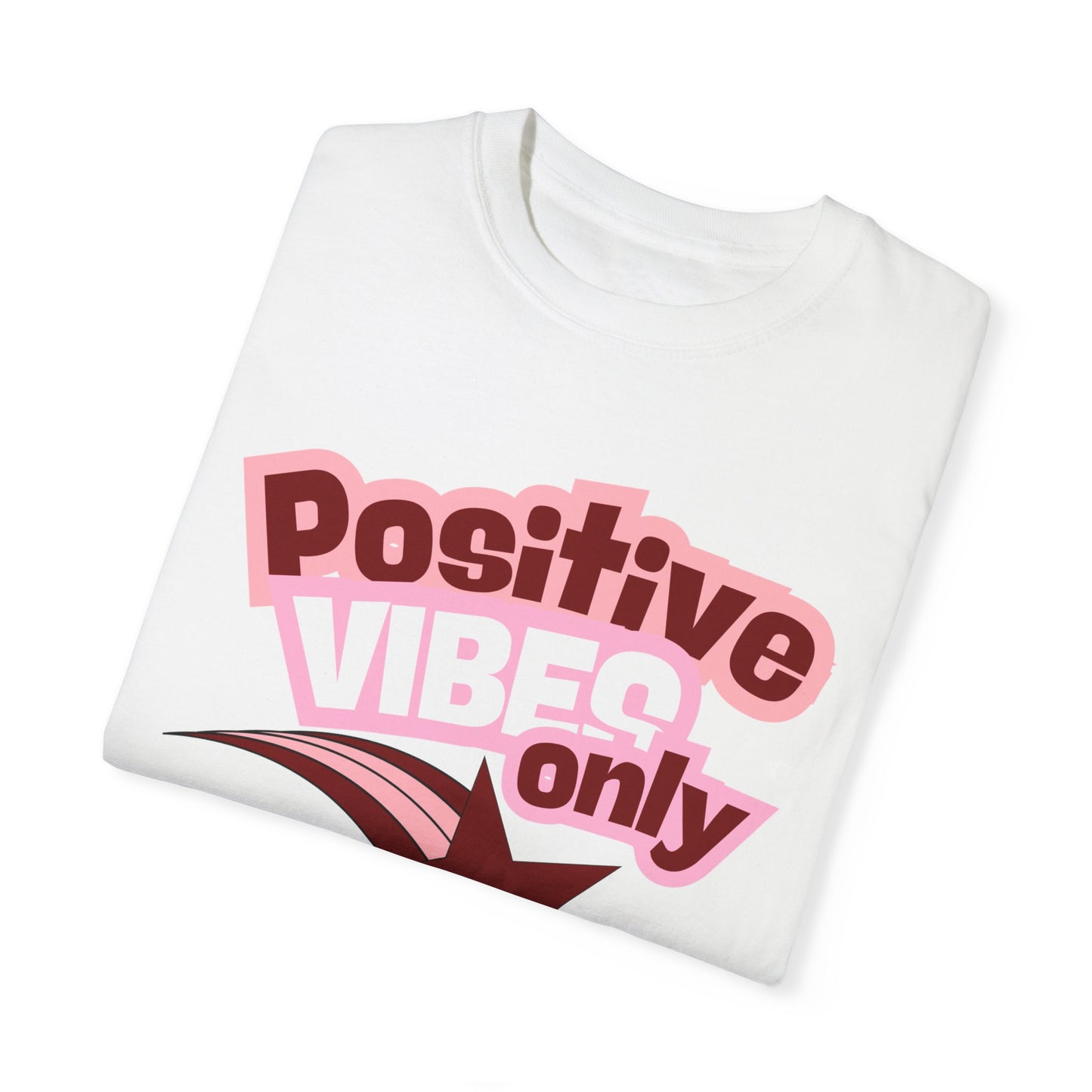 Positive Vibes Only Graphic Print T-shirt, Inspirational Motivational Artistic