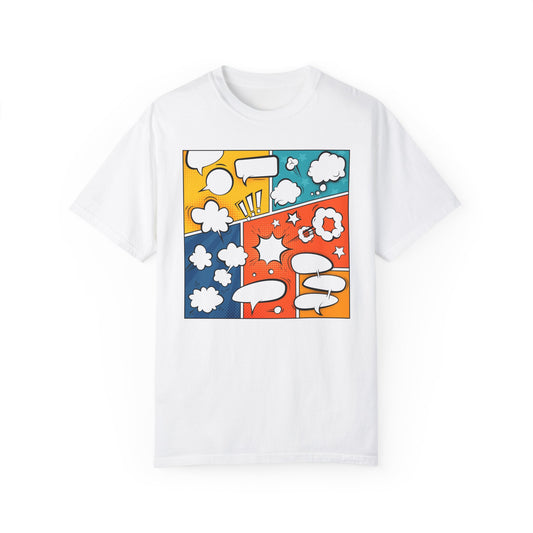 Pop Art Speech Bubbles T-shirt, Graphic Tee, Colorful Print Shirt, Fun Comic