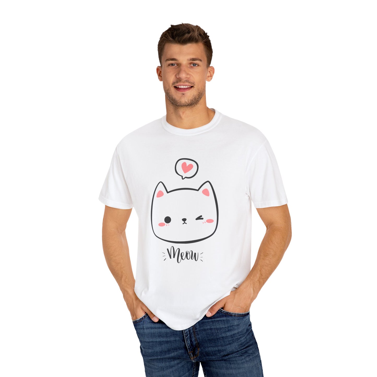 Meow Anime Cat Cute T-shirt, Kawaii Kitty Tee, Japanese Style Top, Cat Lover