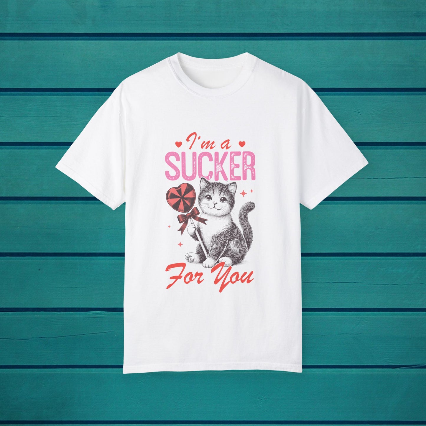 Cat Lover, Valentines Day Tee, Meow Purr Hearts Love, Sucker for You, Cats