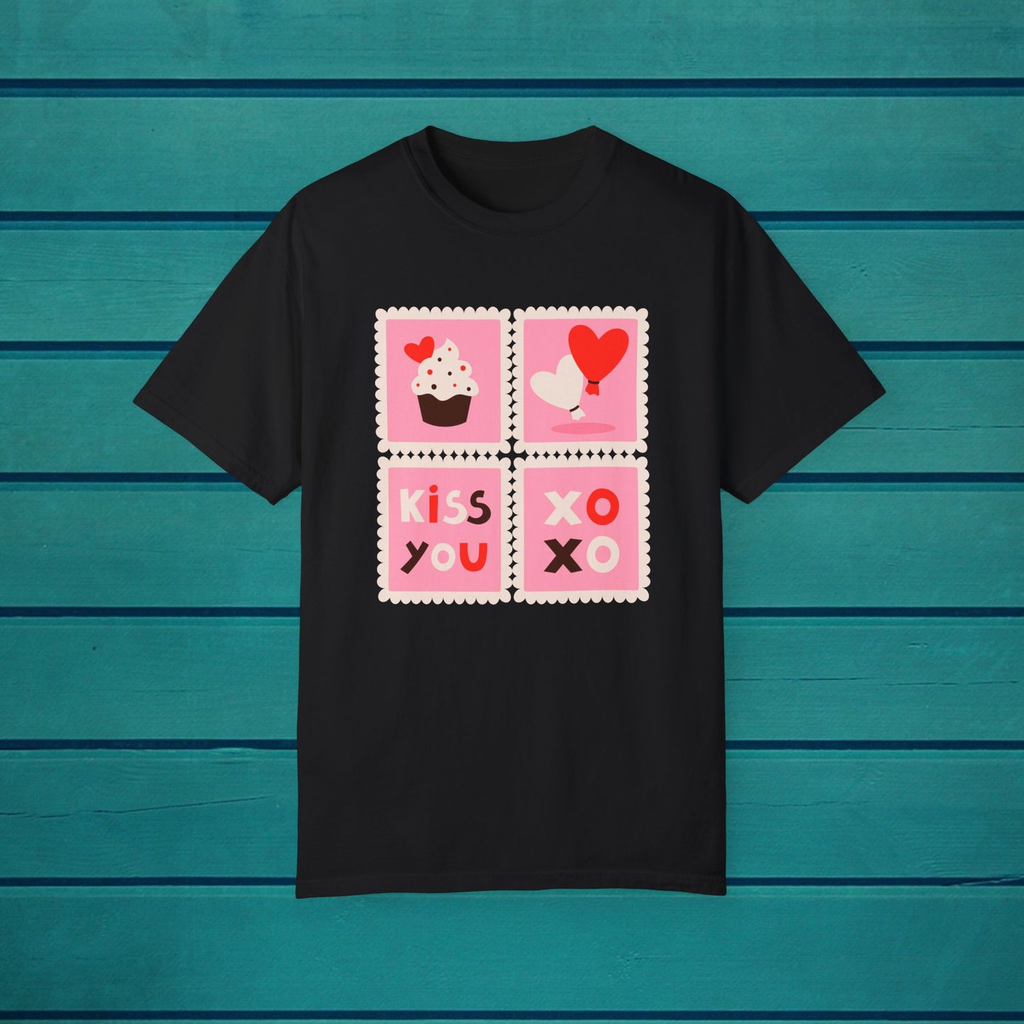 Valentines Day Love Stamps Graphic Print Tee, Couples Romance Cupid Tshirt,