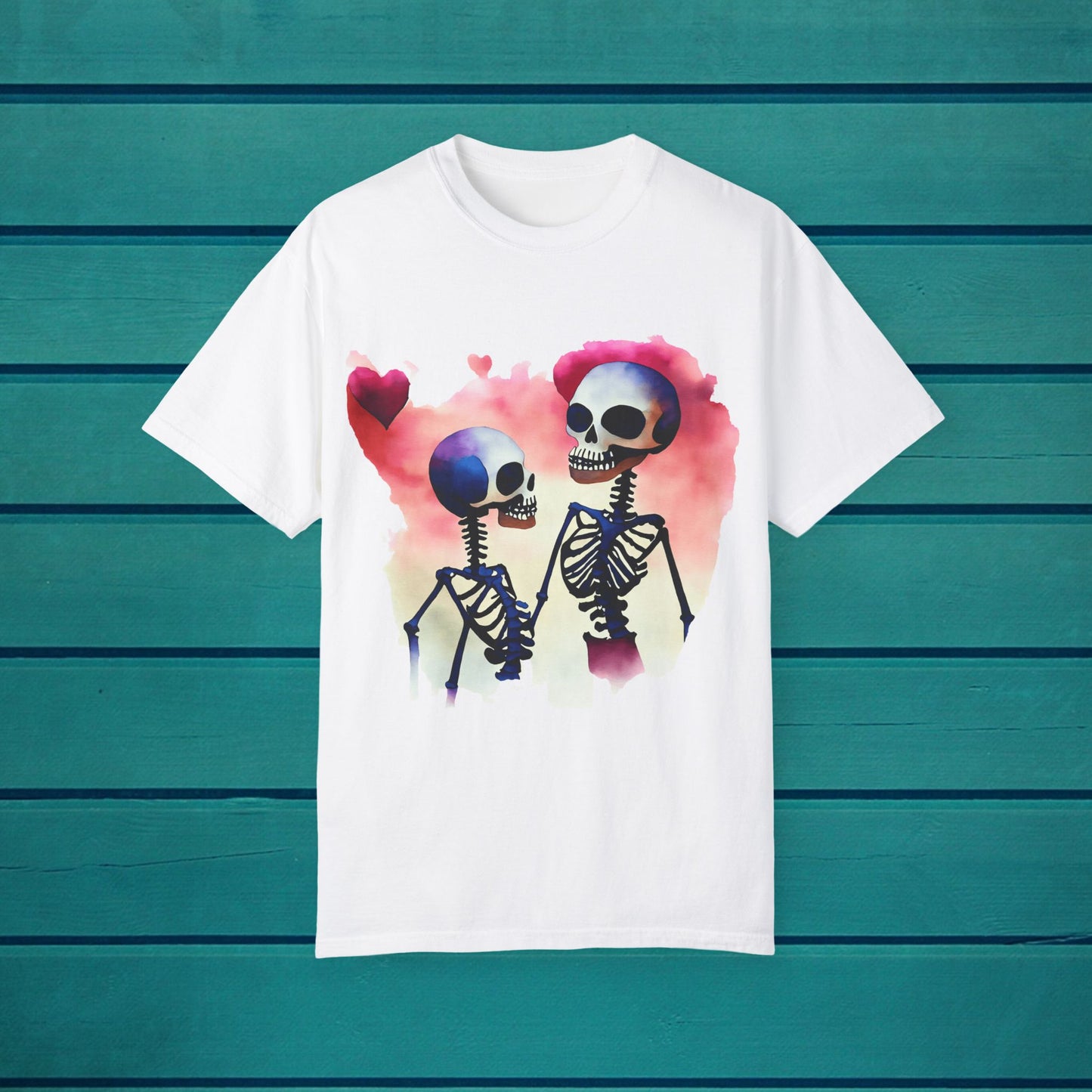 Skeleton Hearts Graphic T-shirt, Couples Love Tee, Romance Valentines Day Shirt