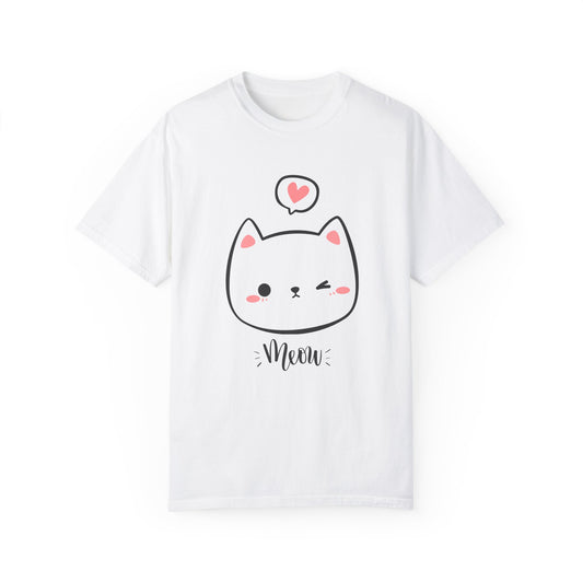 Meow Anime Cat Cute T-shirt, Kawaii Kitty Tee, Japanese Style Top, Cat Lover