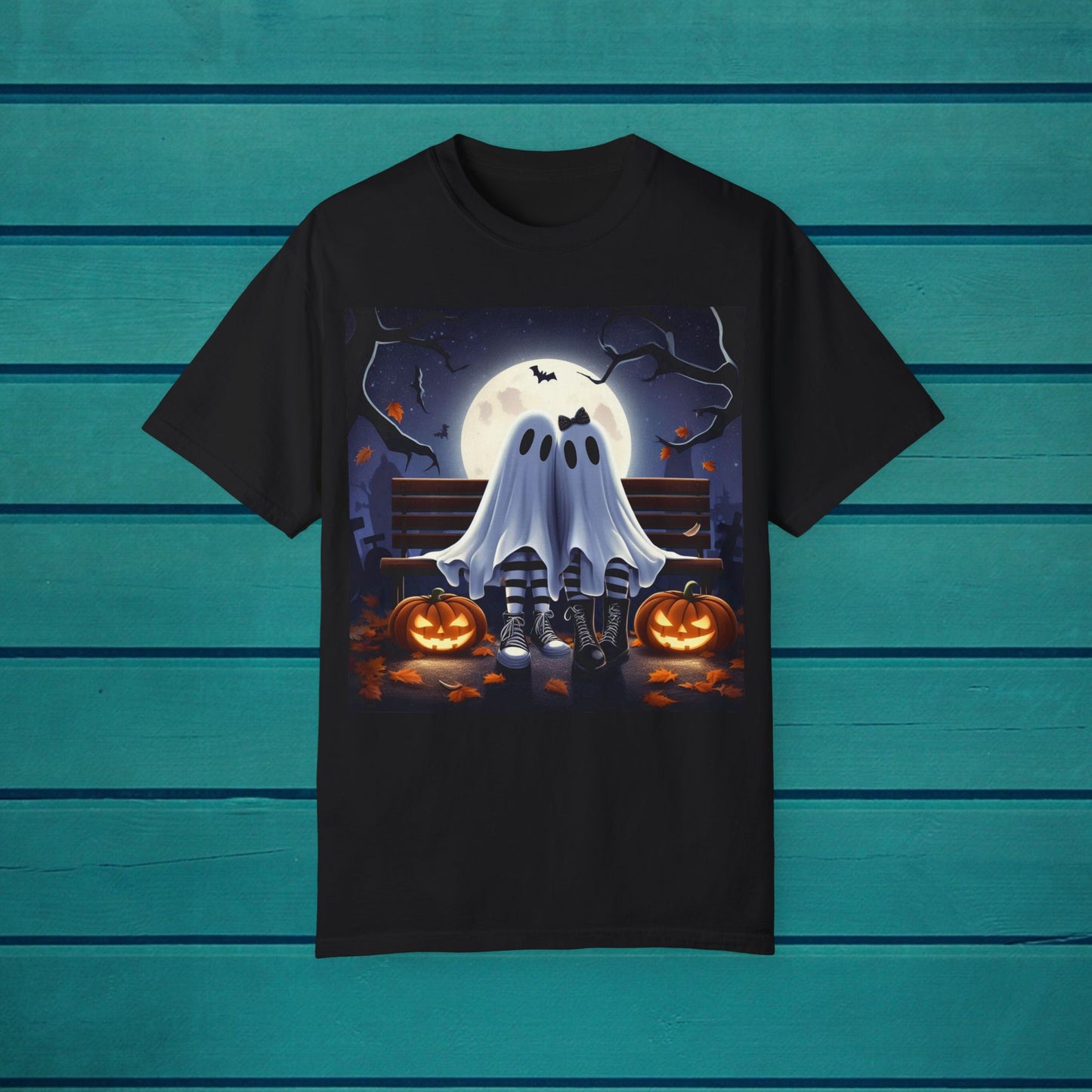 Halloween Ghost Couple Tshirt, Spooky Pumpkin Love Gift Tee, Unisex Shirt