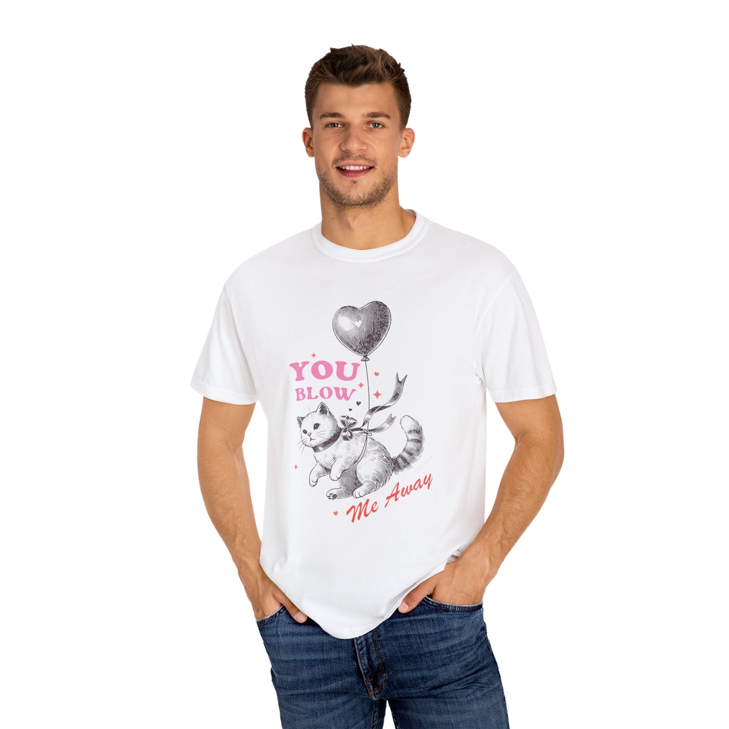 Cat Lover Graphic T-shirt, Valentines Day Shirt, You Blow me Away Tee, Love Cats