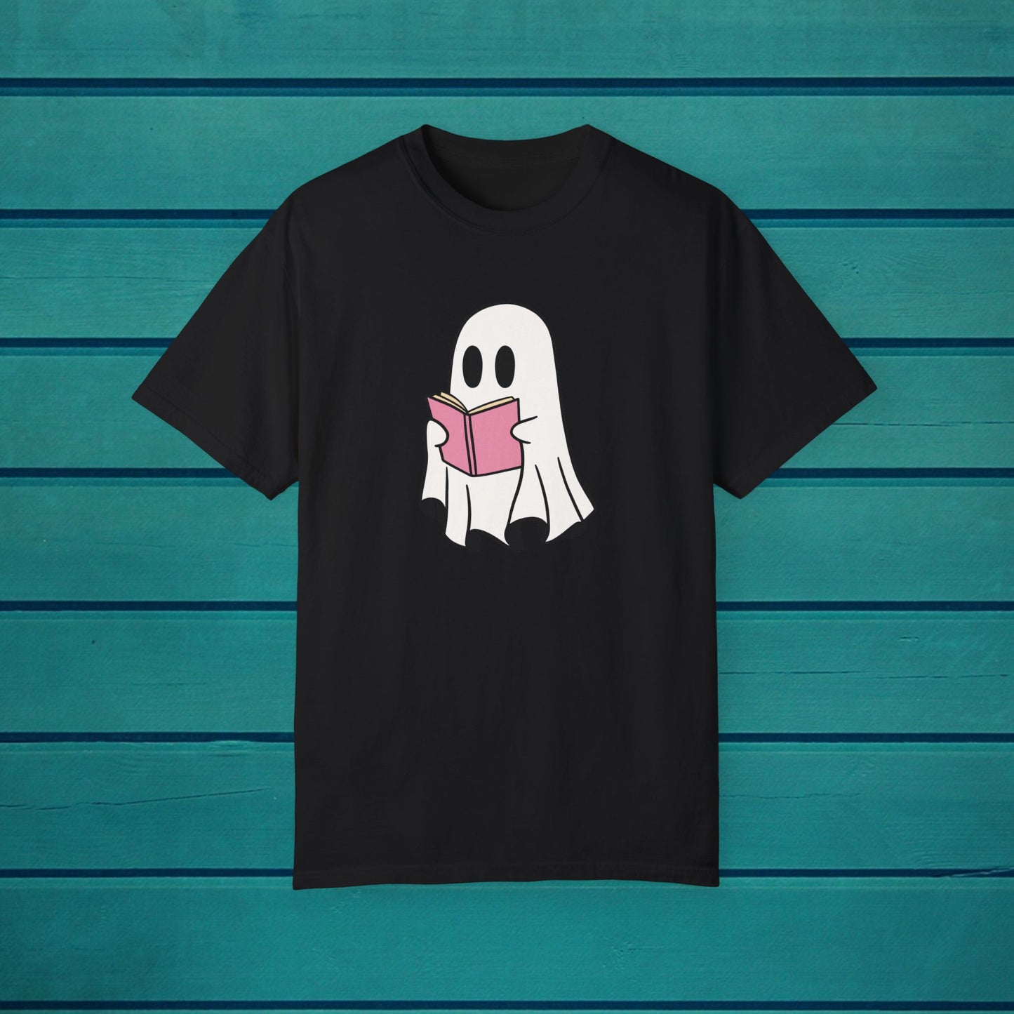 A Ghost Reading A Book Halloween Graphic Tshirt, Spooky Pumpkin Unisex Tee