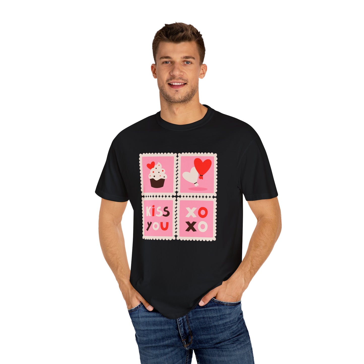 Valentines Day Love Stamps Graphic Print Tee, Couples Romance Cupid Tshirt,