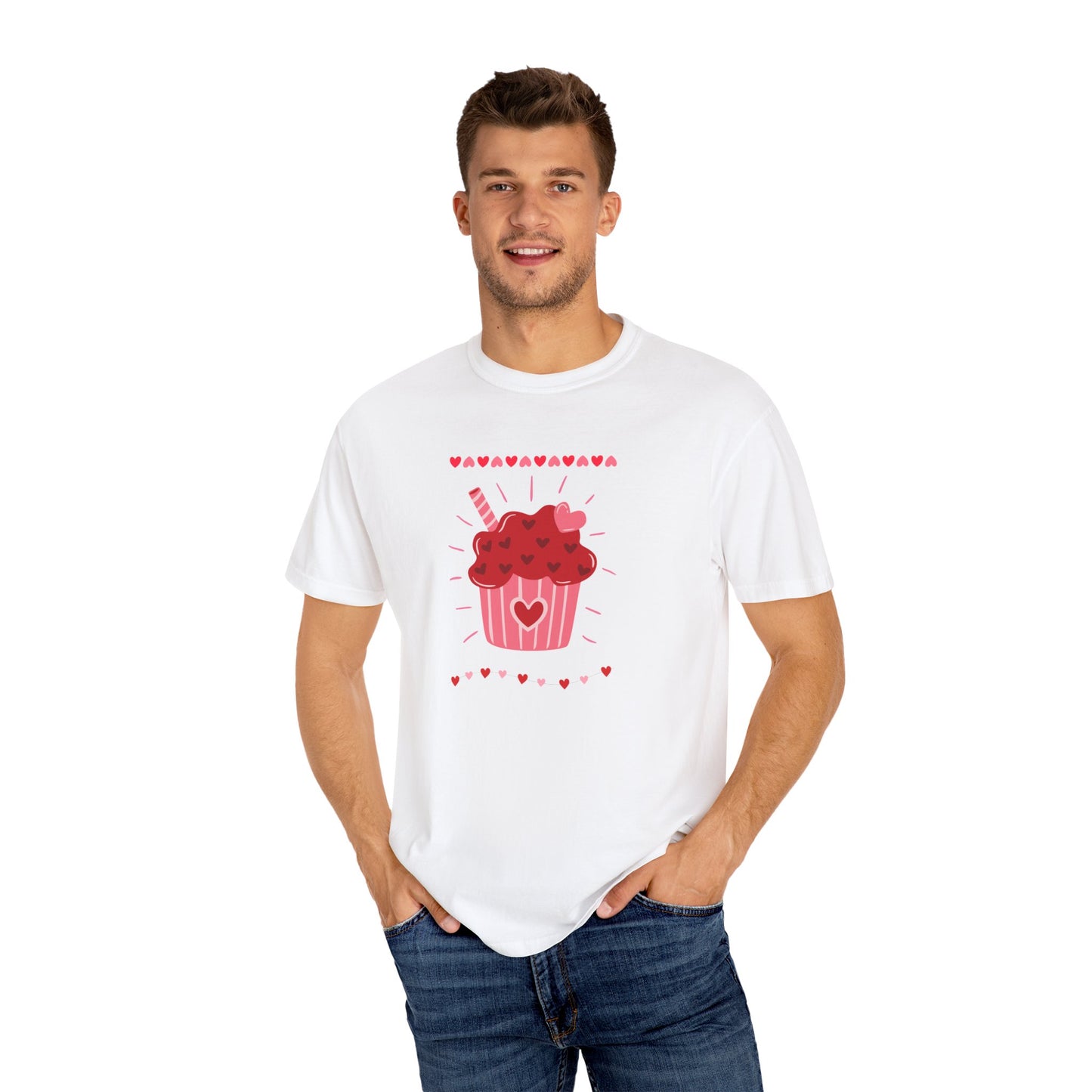 Valentines Day Cupcake Tshirt, Hearts Romance Couples Love Cupid Unisex Tee,