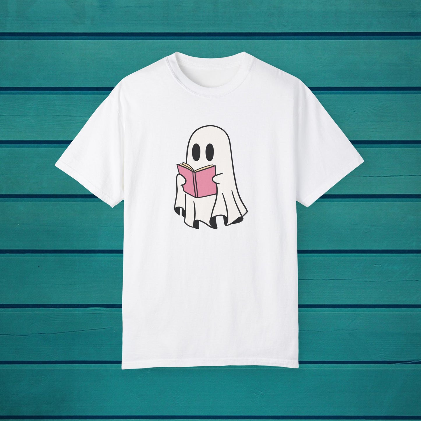 A Ghost Reading A Book Halloween Graphic Tshirt, Spooky Pumpkin Unisex Tee