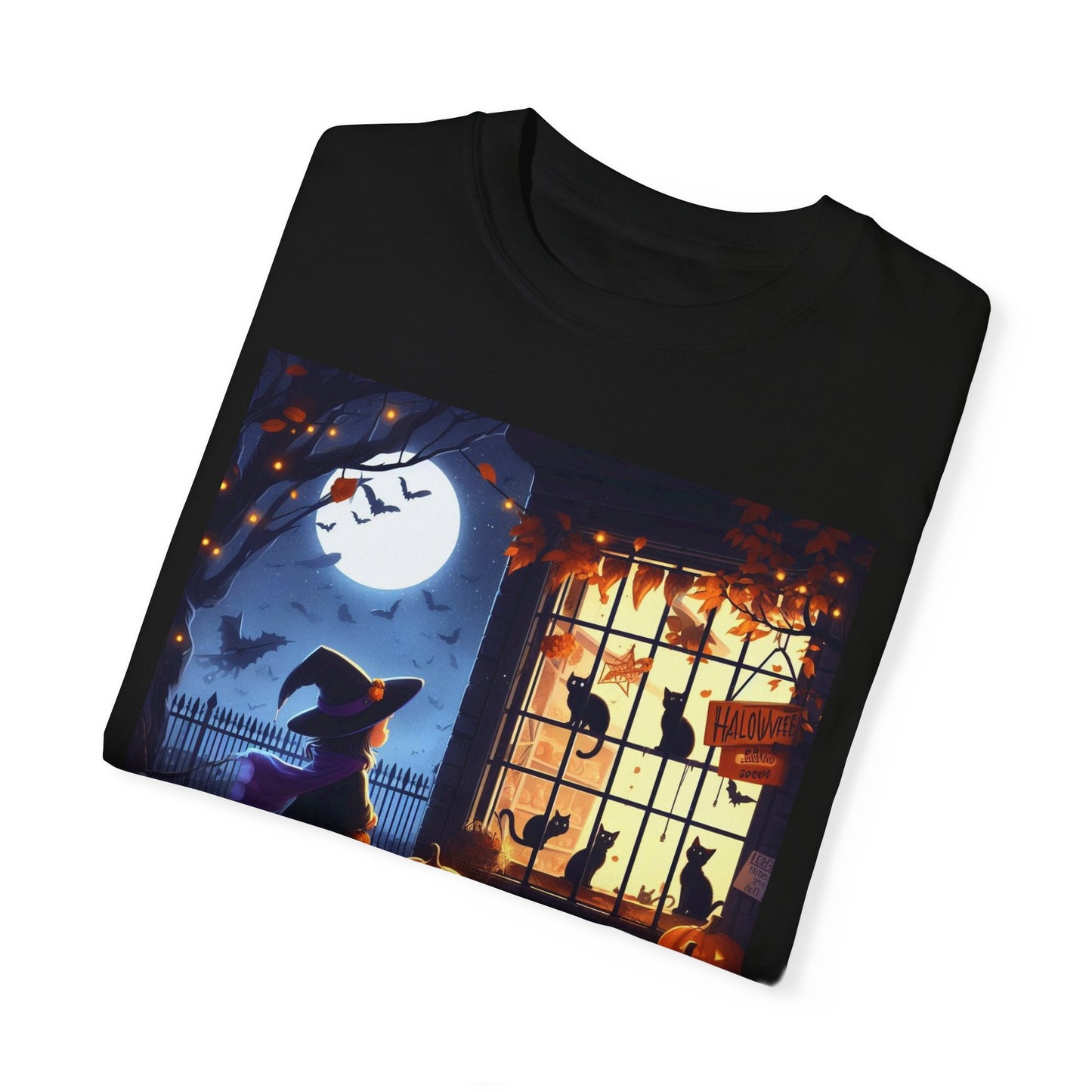 Cute Witch and Cats Tshirt, Halloween Graphic Tee, Unisex Shirt, Gift Friends