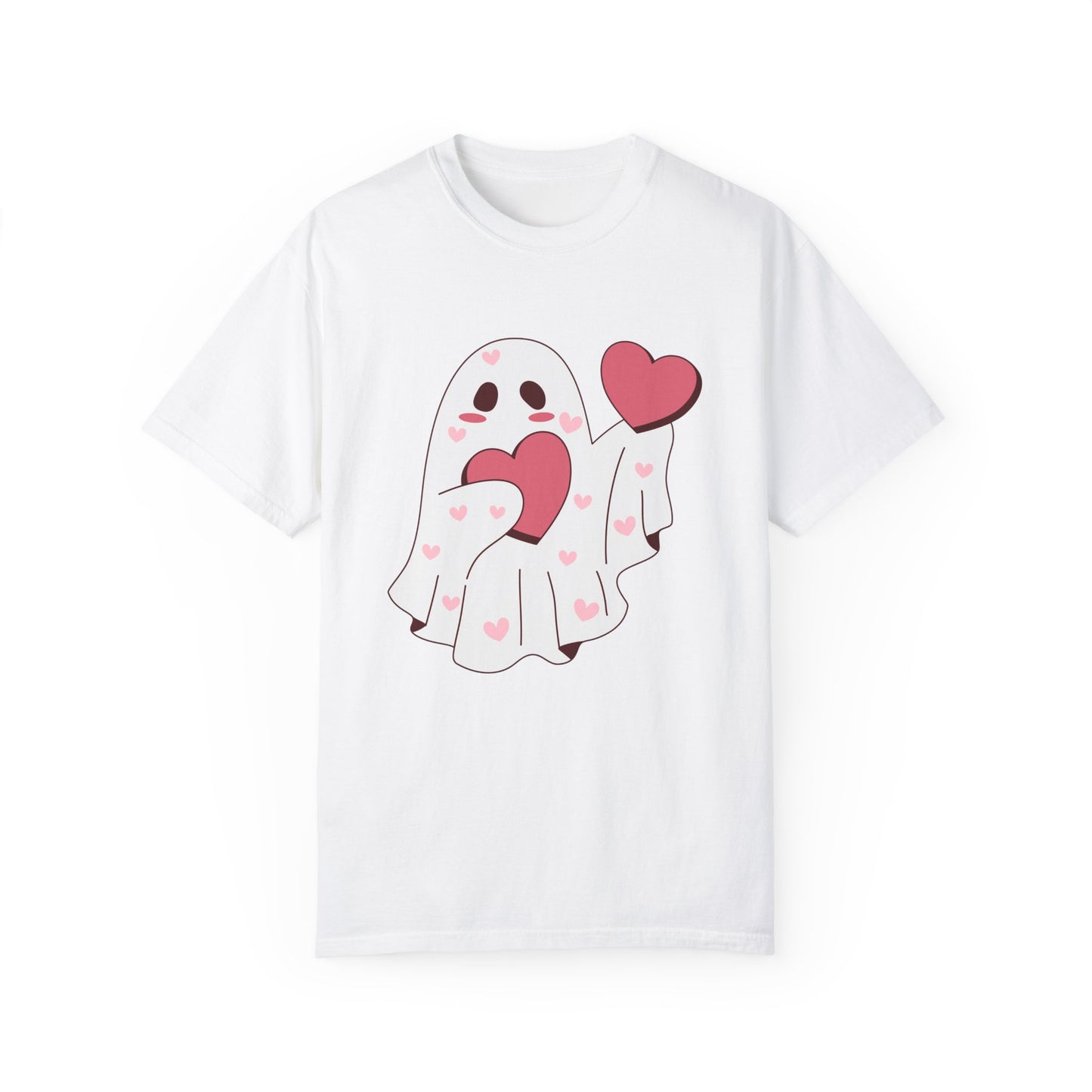 Valentines Day Unisex T-shirt, Cute Ghost Hearts Cupid Romance Tee