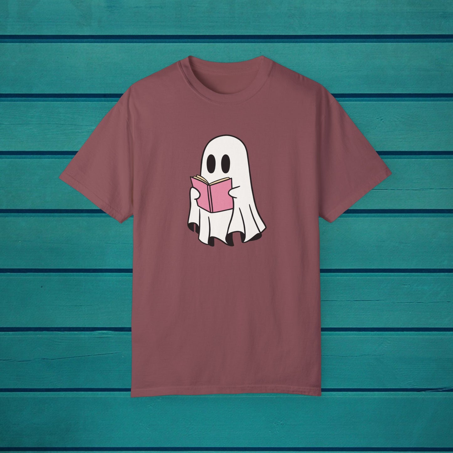 A Ghost Reading A Book Halloween Graphic Tshirt, Spooky Pumpkin Unisex Tee