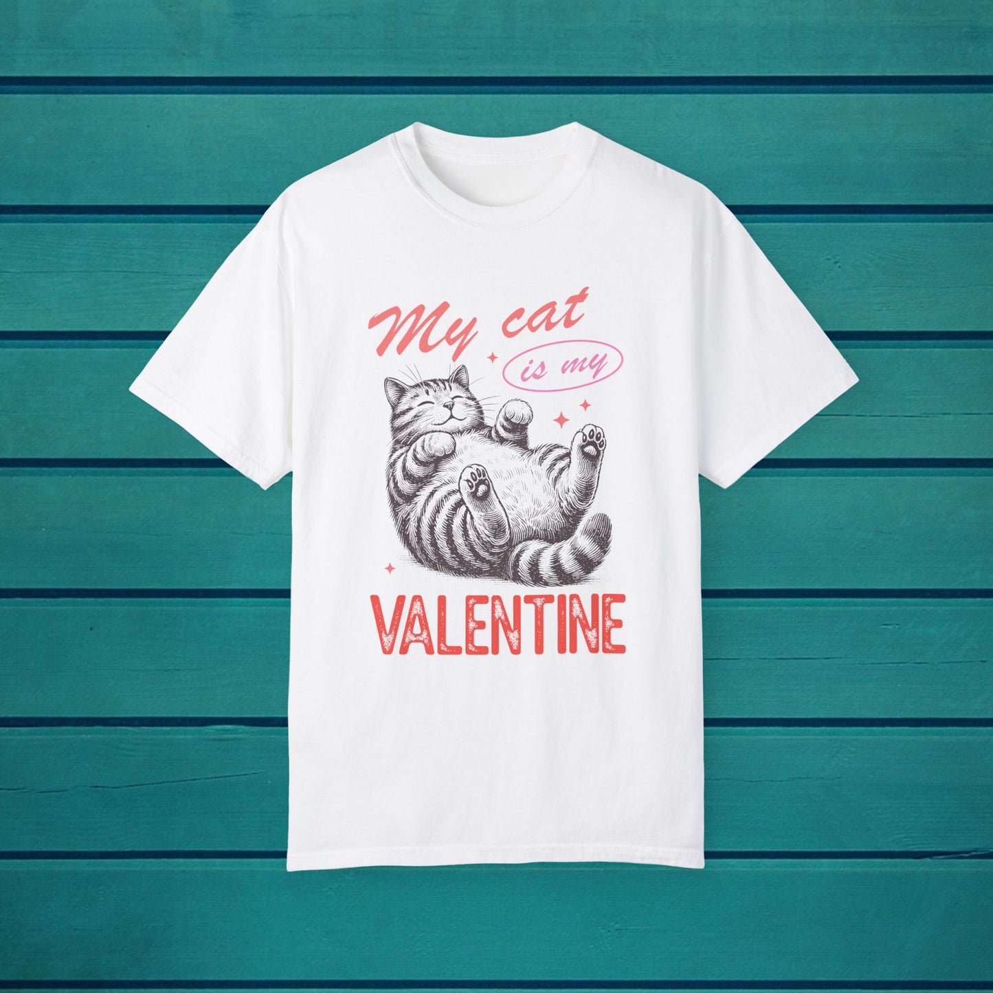 Cat Lover Tshirt Valentines Day My Cat is my Valentine, Hearts Love Catlover