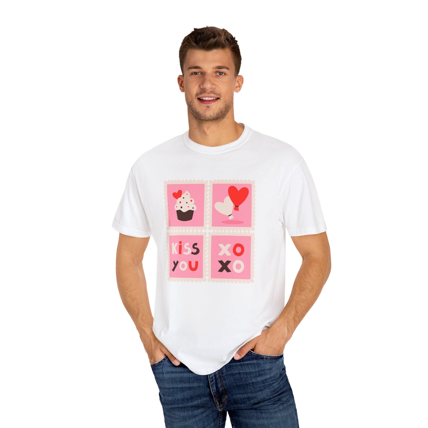 Valentines Day Love Stamps Graphic Print Tee, Couples Romance Cupid Tshirt,