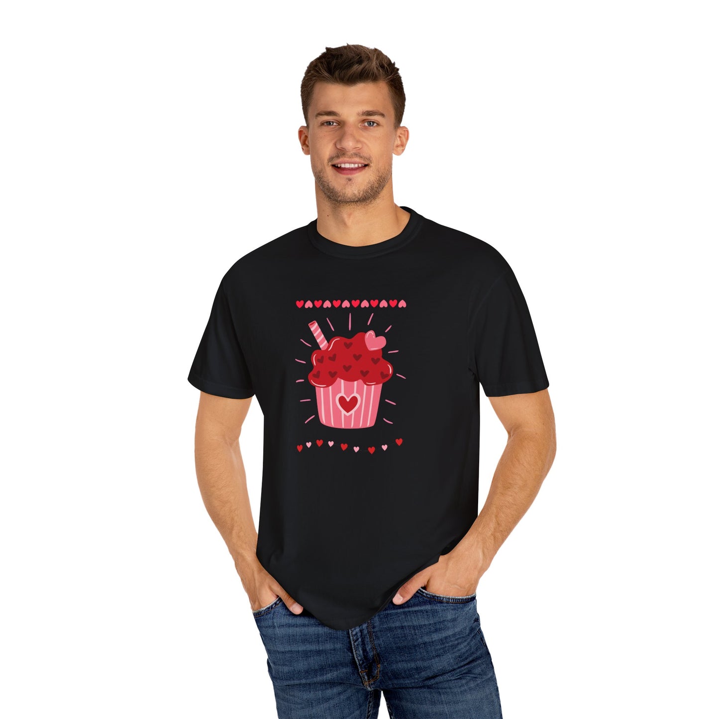 Valentines Day Cupcake Tshirt, Hearts Romance Couples Love Cupid Unisex Tee,