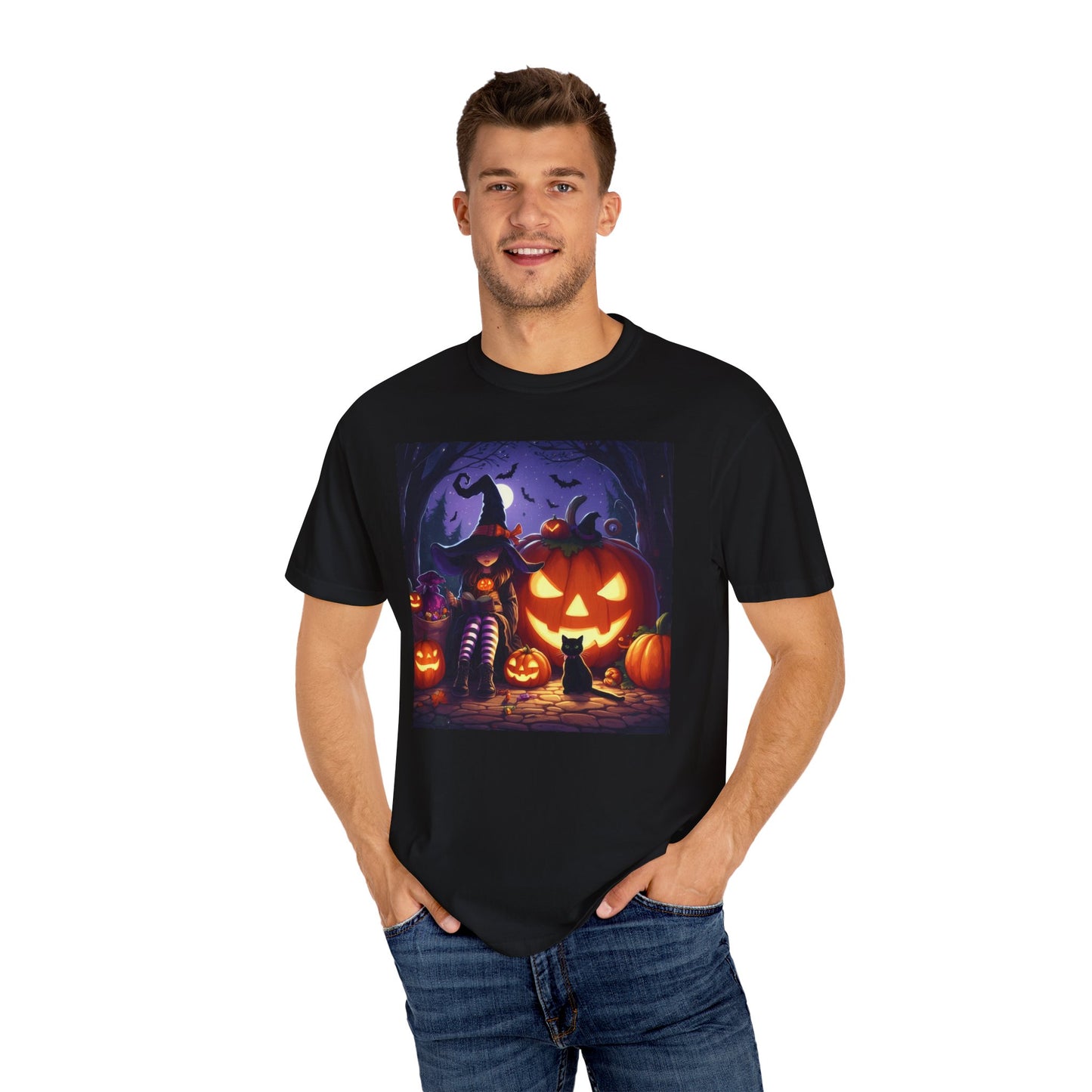 Witch Pumpkin Halloween Tee Shirt, Women's Clothing, Fall Gift Top, Spooky