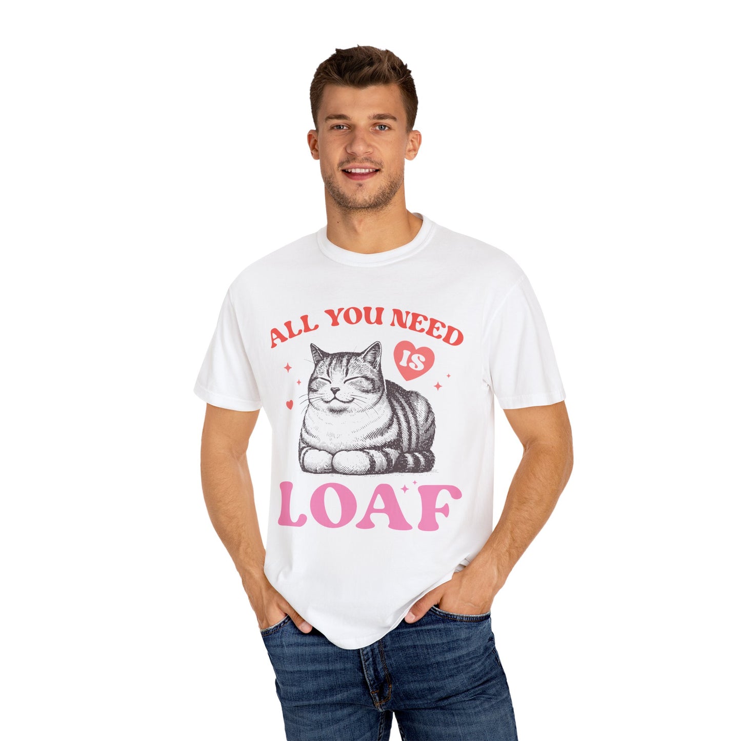 Loaf Cat Graphic T-shirt, Cat Lover Valentine's Day Hearts Love Day Cats Meow