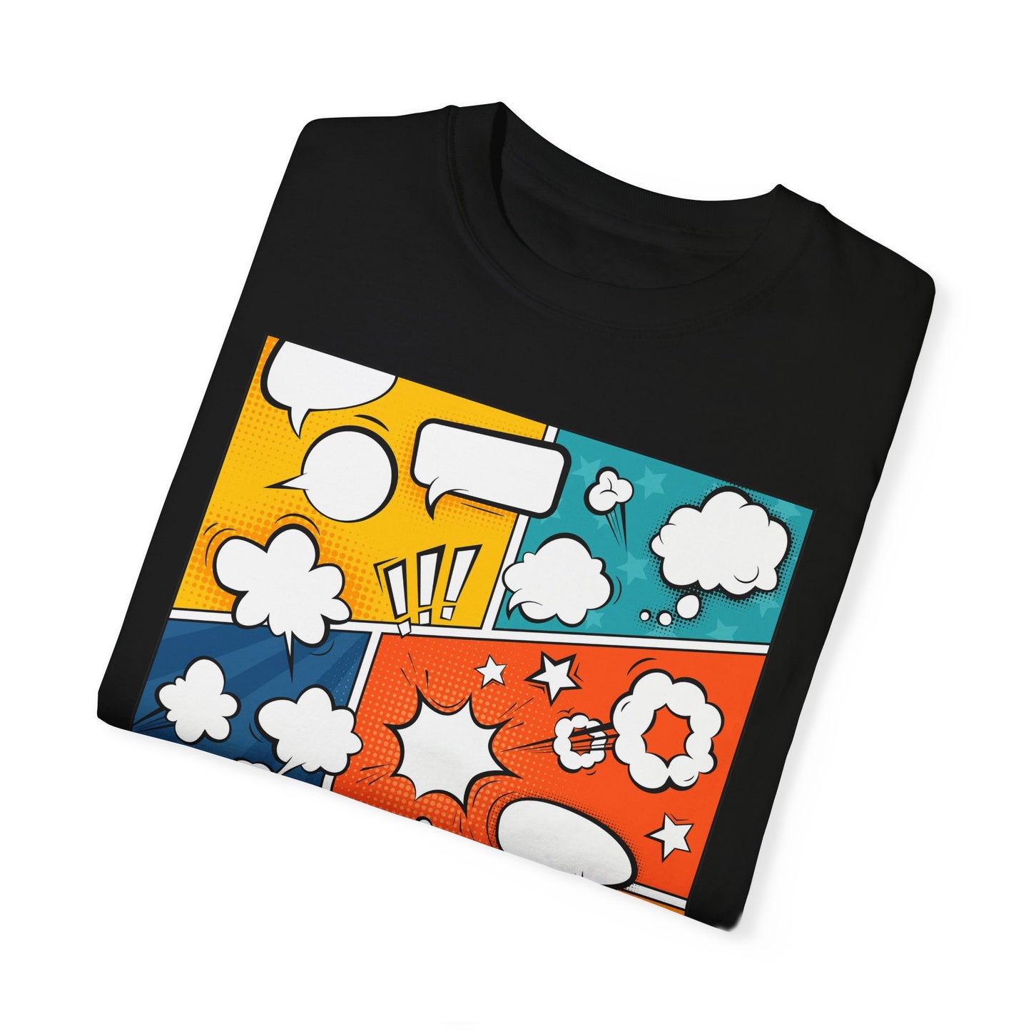 Pop Art Speech Bubbles T-shirt, Graphic Tee, Colorful Print Shirt, Fun Comic