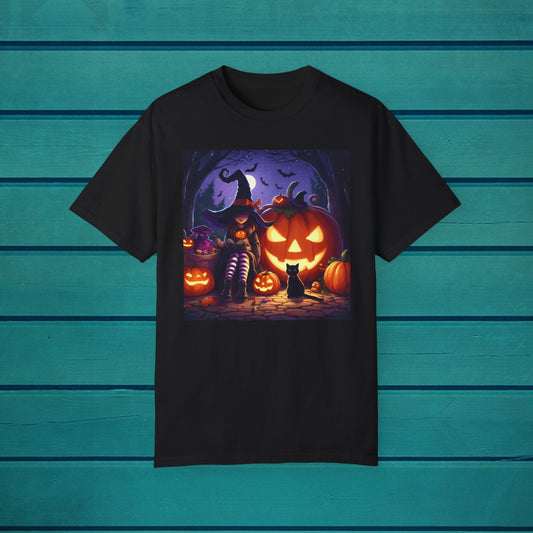 Witch Pumpkin Halloween Tee Shirt, Women's Clothing, Fall Gift Top, Spooky