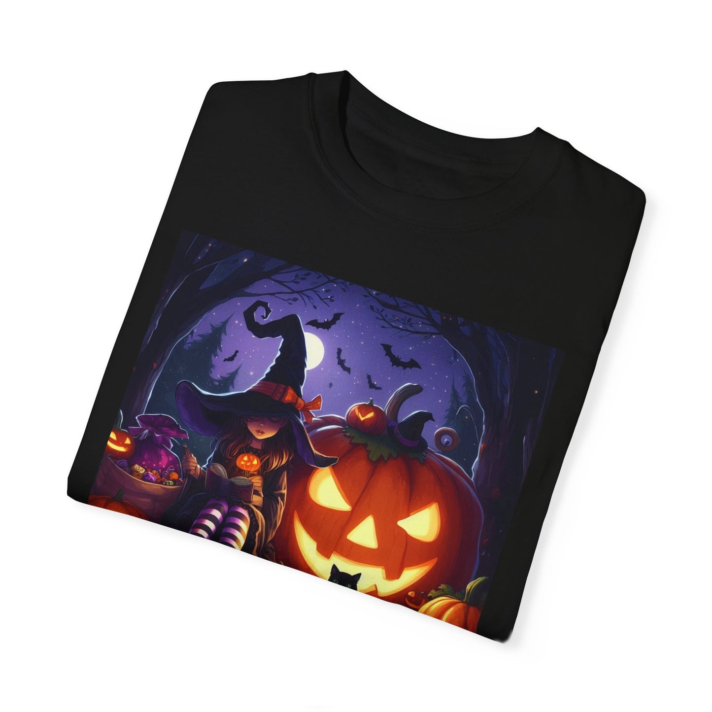 Witch Pumpkin Halloween Tee Shirt, Women's Clothing, Fall Gift Top, Spooky