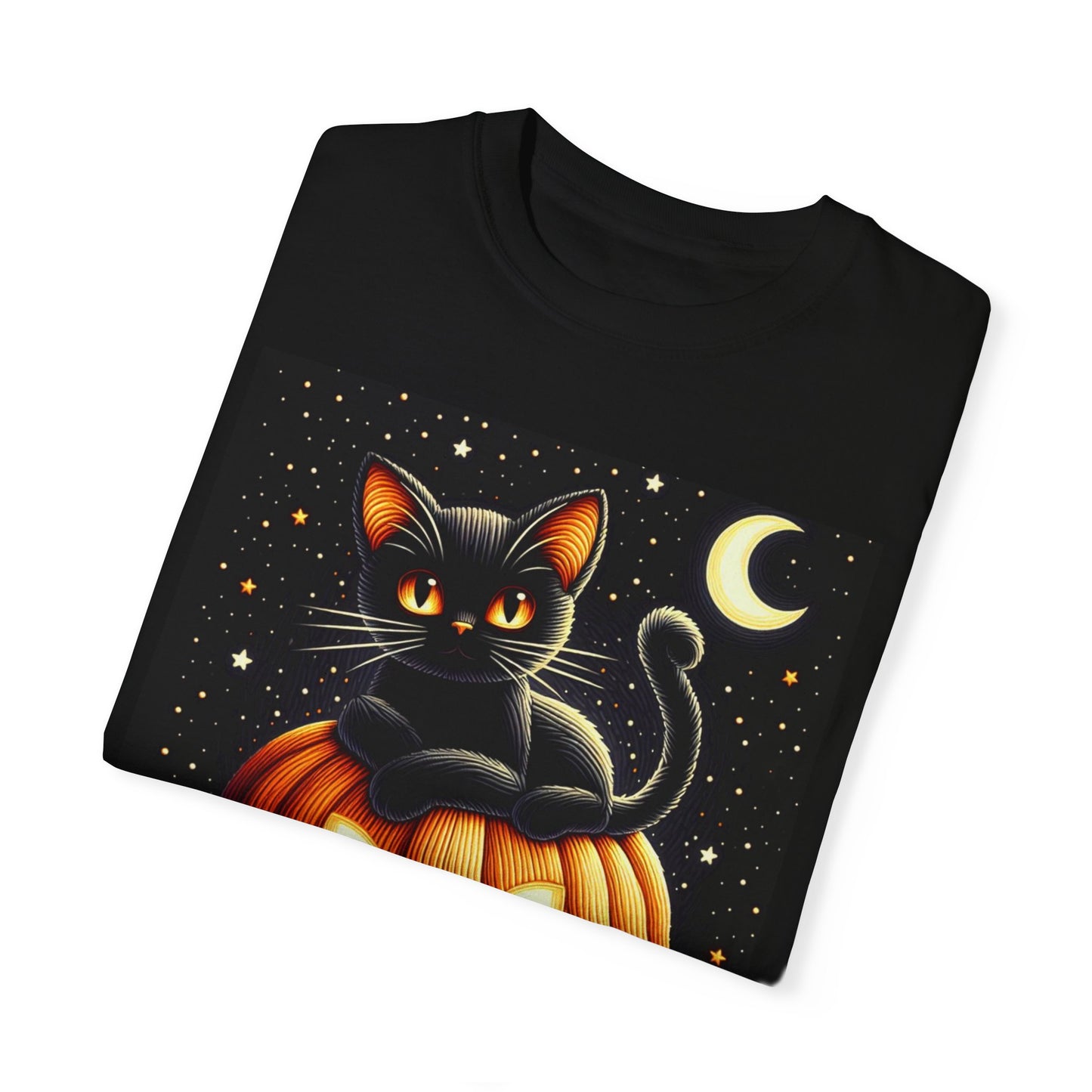 Black cat Pumpkin Halloween Graphic Tee, Unisex Tshirt, Spooky Jack o Lantern