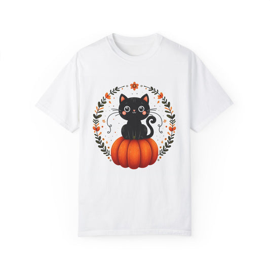 Black cat Pumpkin Halloween Spooky Fun Graphic Tshirt Tee Unisex