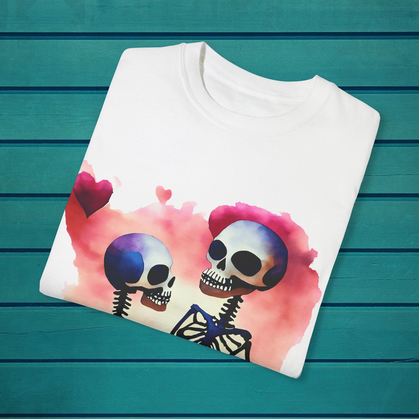 Skeleton Hearts Graphic T-shirt, Couples Love Tee, Romance Valentines Day Shirt