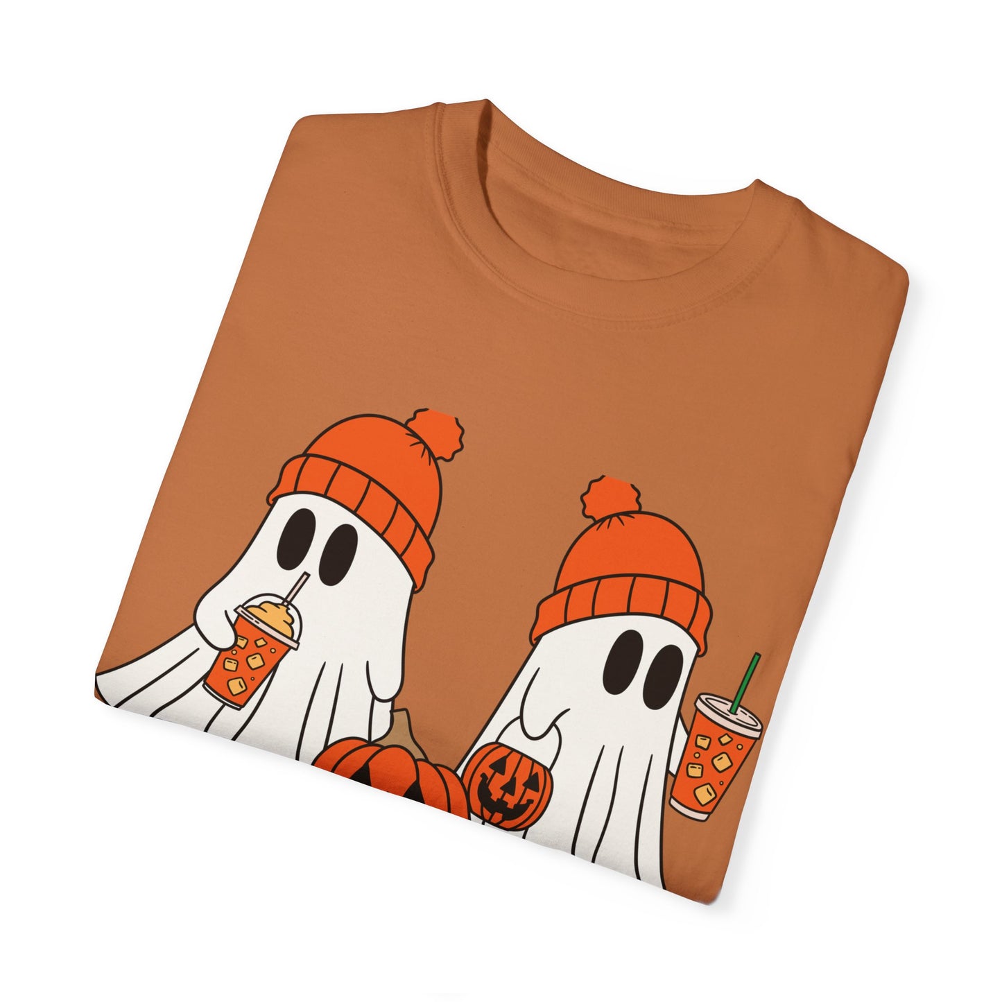 Cute Ghosts Latte T-shirt, Halloween Pumpkin Tee, Spooky Unisex Shirt