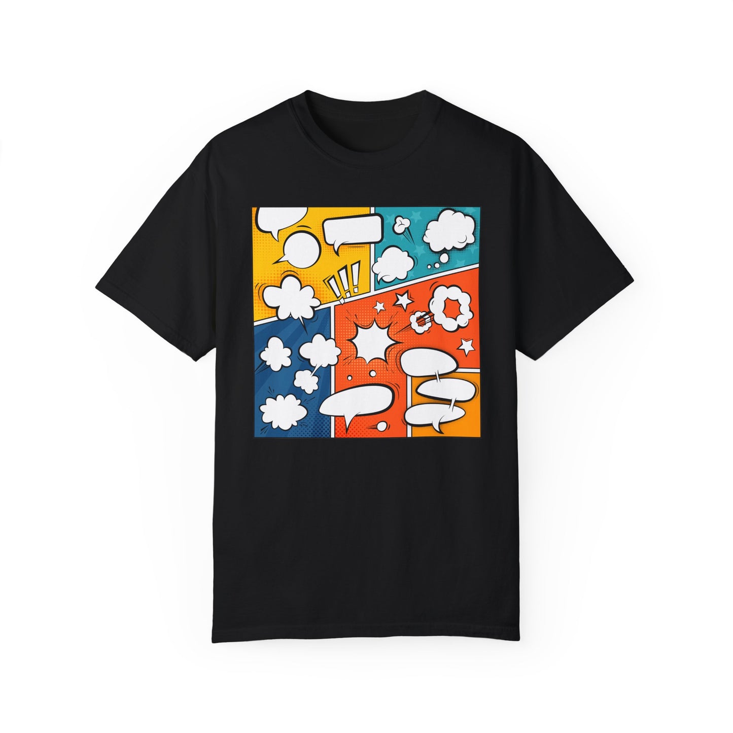 Pop Art Speech Bubbles T-shirt, Graphic Tee, Colorful Print Shirt, Fun Comic