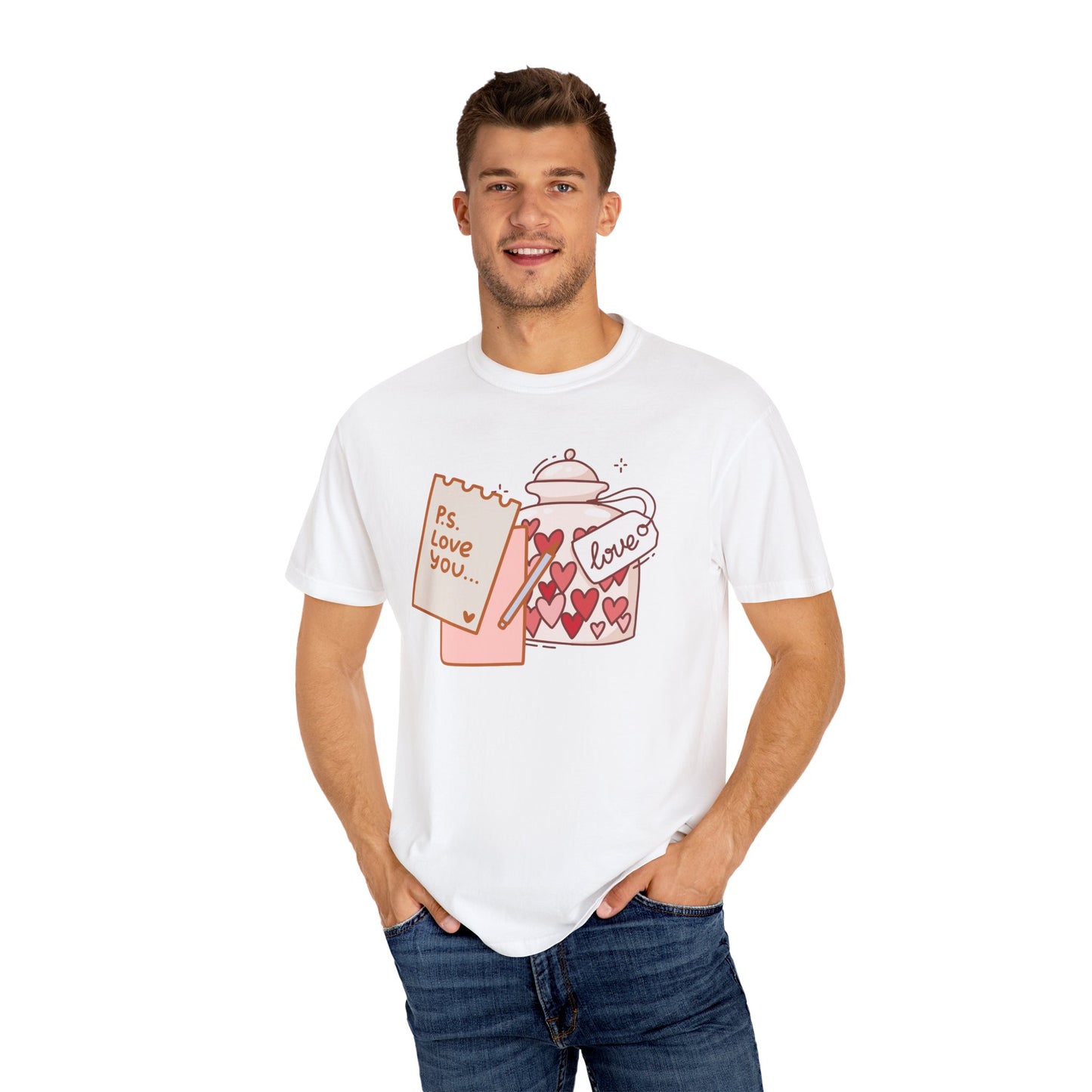 Valentines Day Unisex T-shirt P S I love you Cute Love Romance Couples Hearts