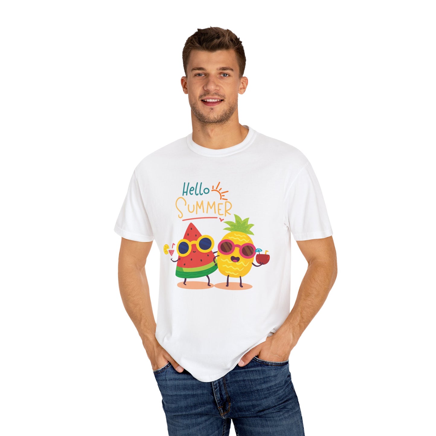 Fruit Graphic Tshirt, Cute Summer Tee, Hello Spring Unisex Shirt, Fun Fruity