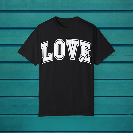 Love Varsity Graphic T-shirt, Couples Inspirational Tee Romance Sweetheart Gift