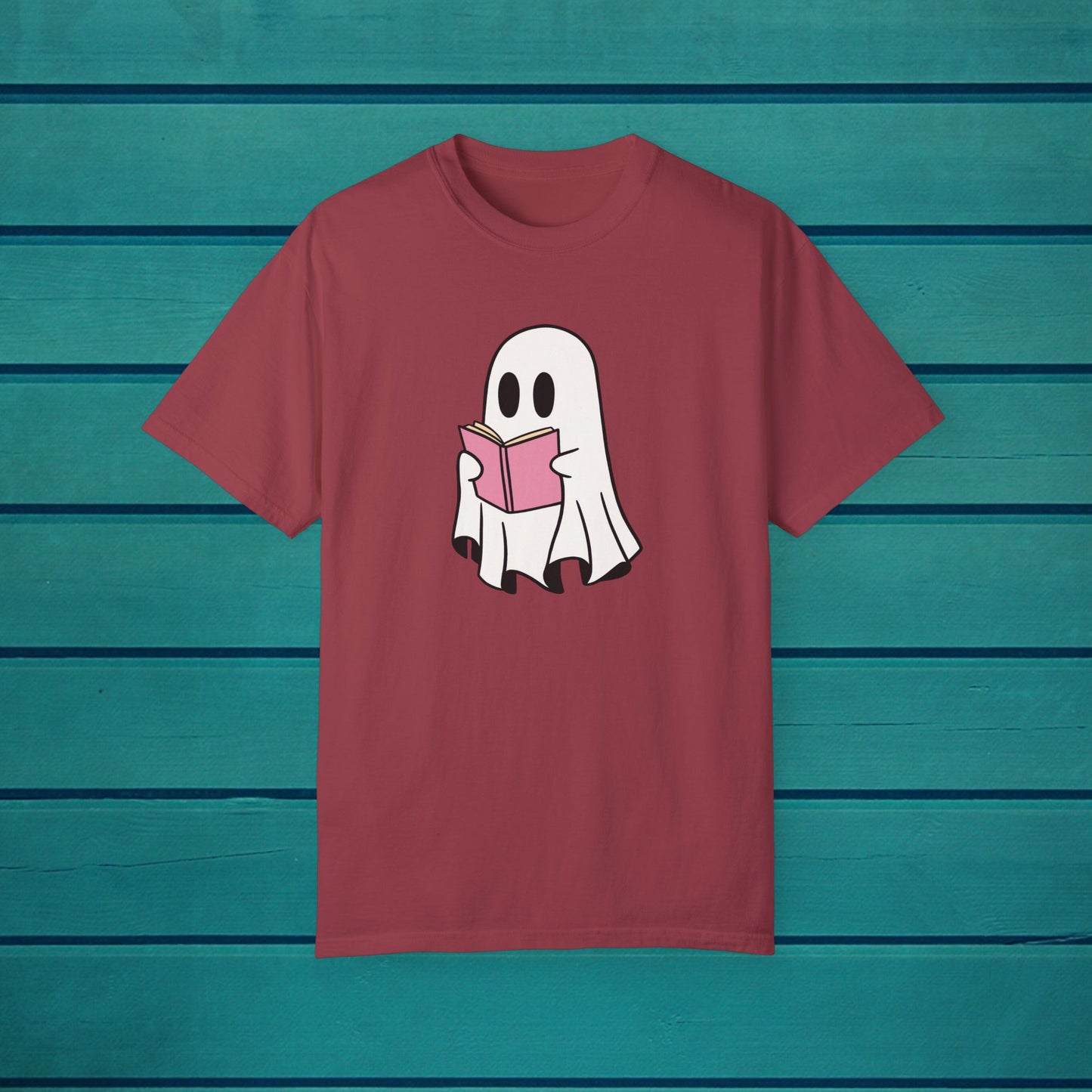 A Ghost Reading A Book Halloween Graphic Tshirt, Spooky Pumpkin Unisex Tee