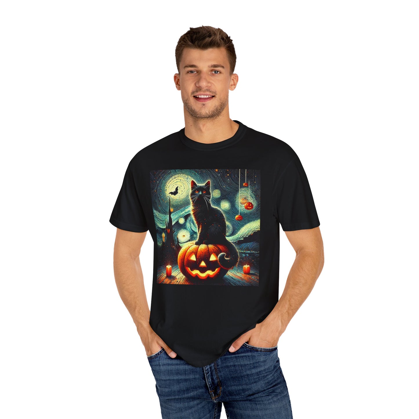 Black Cat Halloween Spooky Cute Graphic Tshirt Unisex