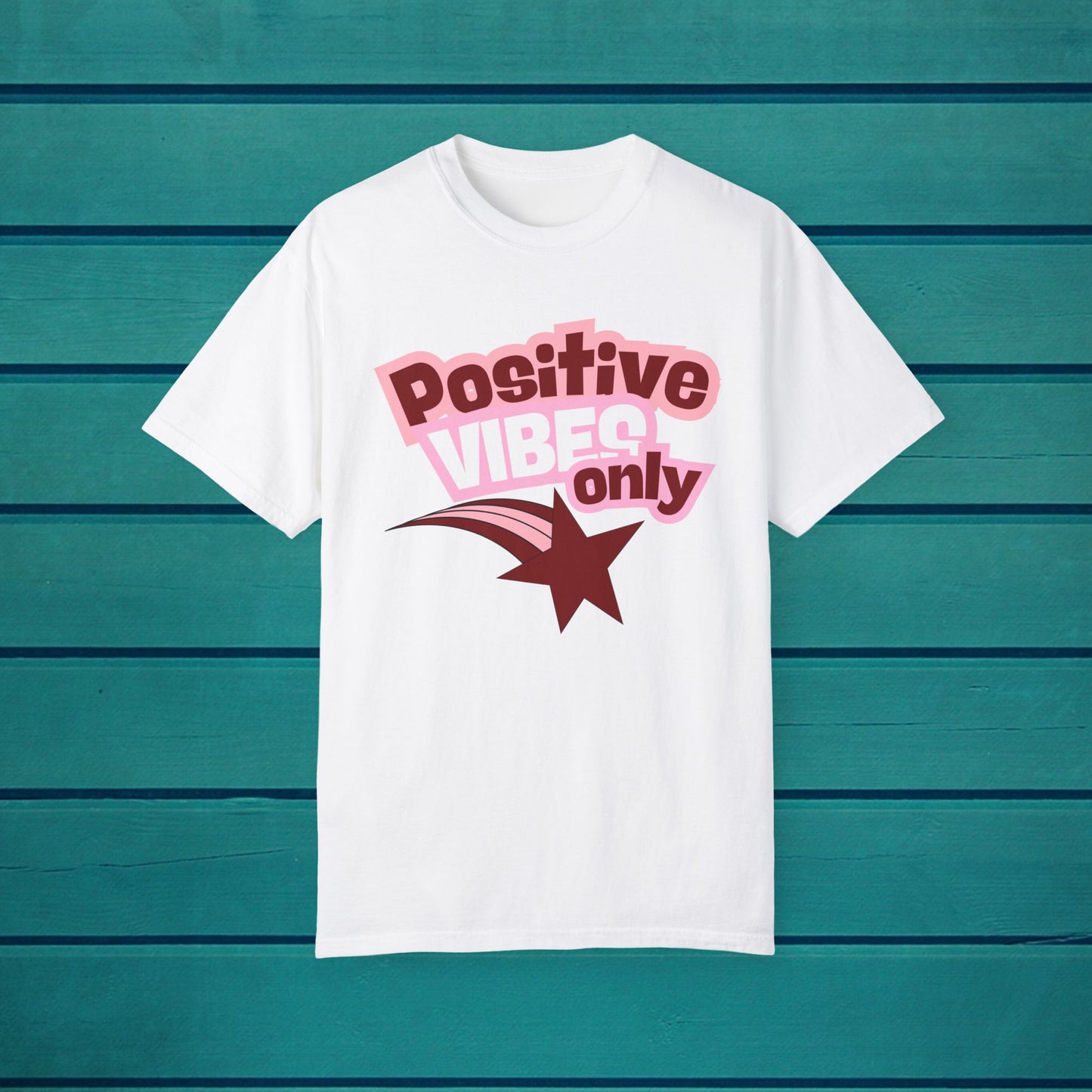 Positive Vibes Only Graphic Print T-shirt, Inspirational Motivational Artistic