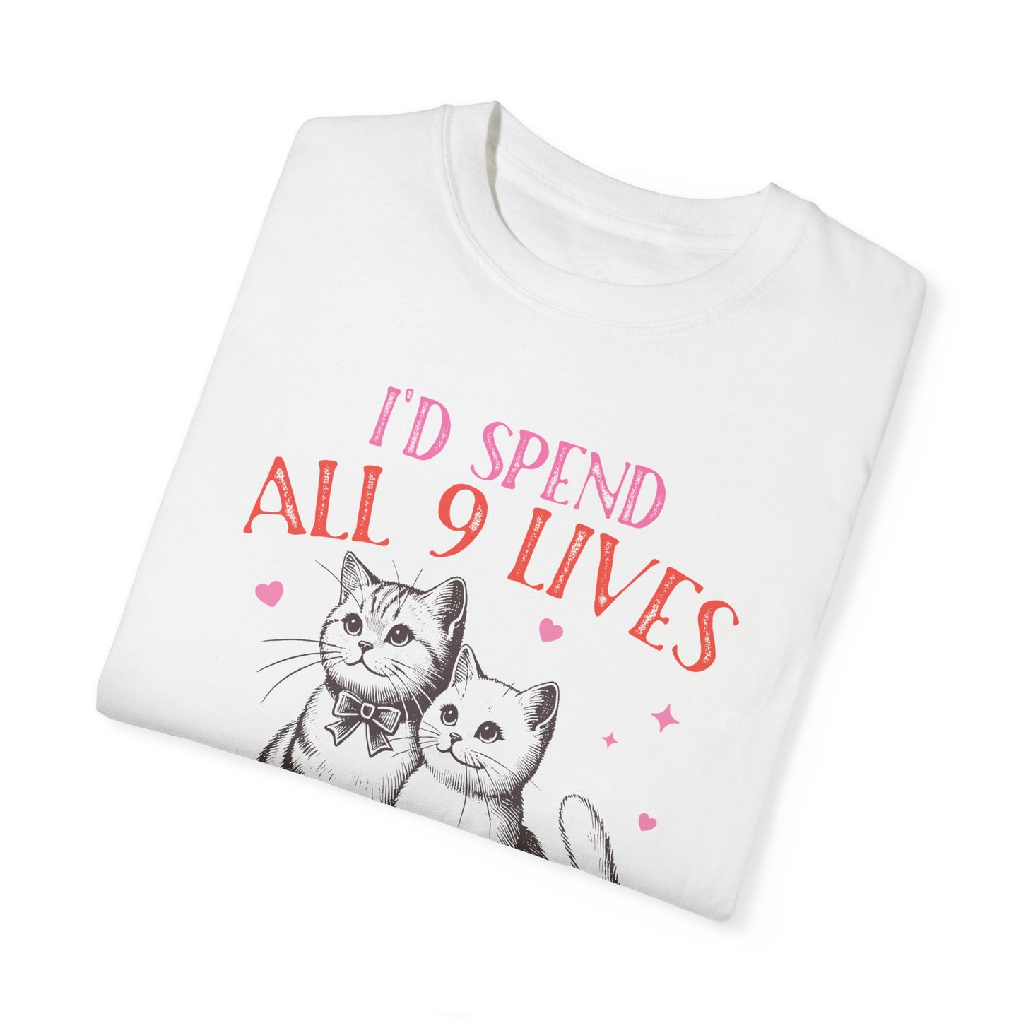 Cat Lover 9 Lives Meow Graphic T-shirt, Valentines Day Furbaby True Love Top