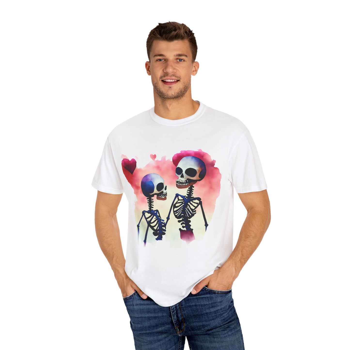 Skeleton Hearts Graphic T-shirt, Couples Love Tee, Romance Valentines Day Shirt