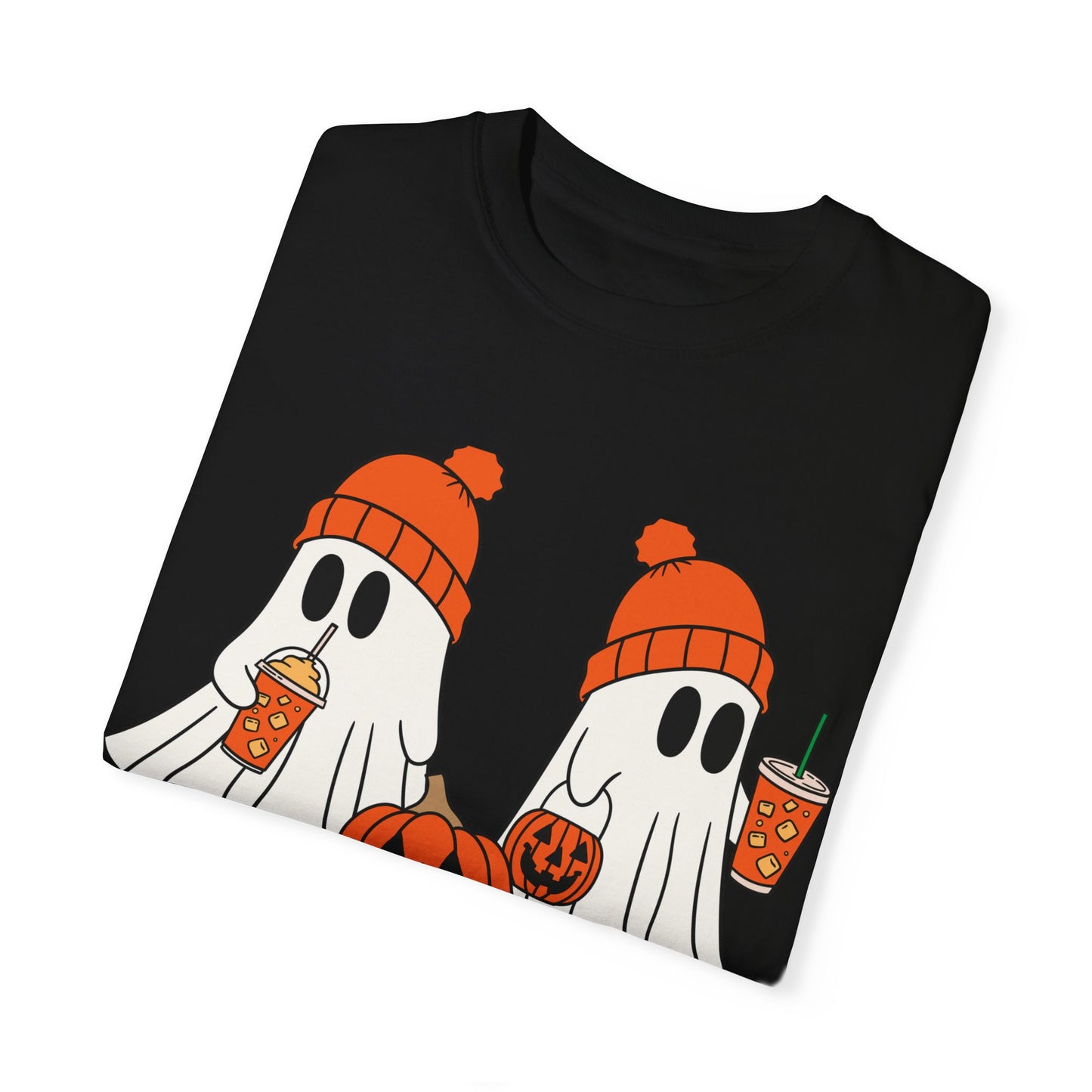 Cute Ghosts Latte T-shirt, Halloween Pumpkin Tee, Spooky Unisex Shirt