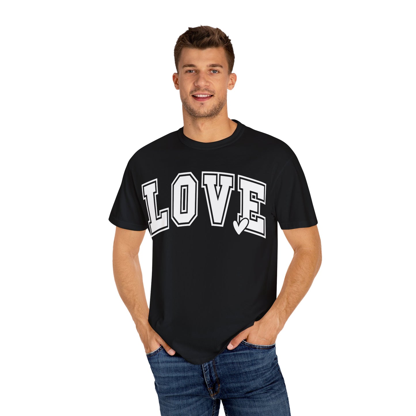 Love Varsity Graphic T-shirt, Couples Inspirational Tee Romance Sweetheart Gift