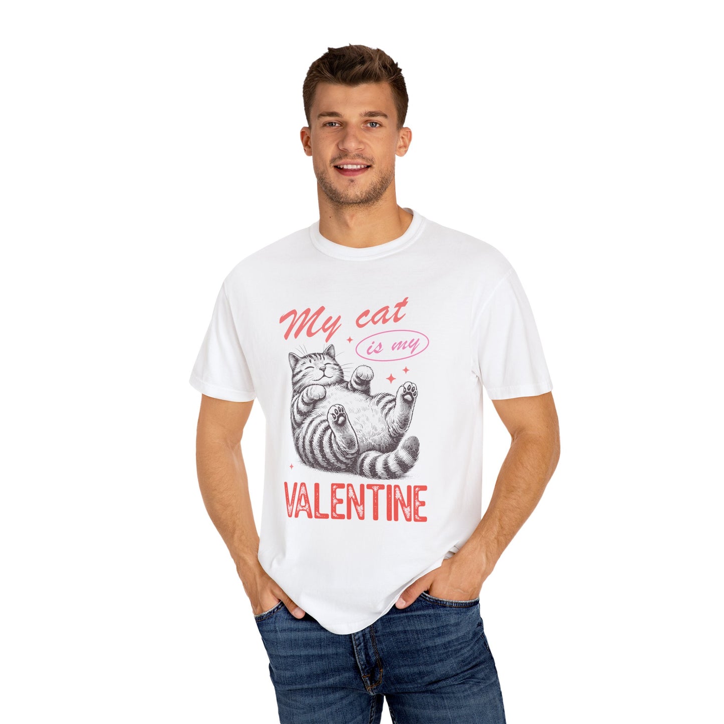 Cat Lover Tshirt Valentines Day My Cat is my Valentine, Hearts Love Catlover